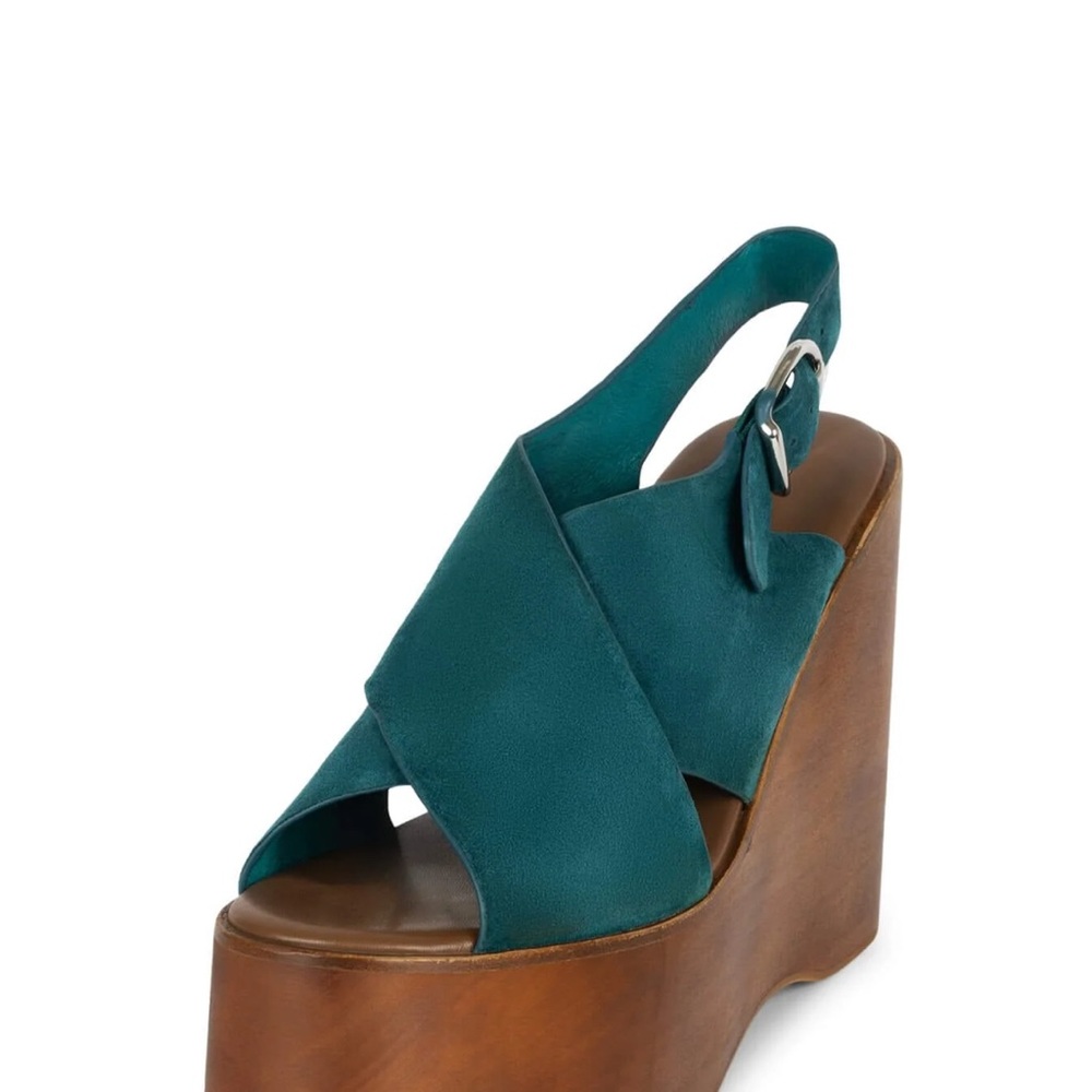 Teal Platform Wedge Sandals - Picture 3 of 3